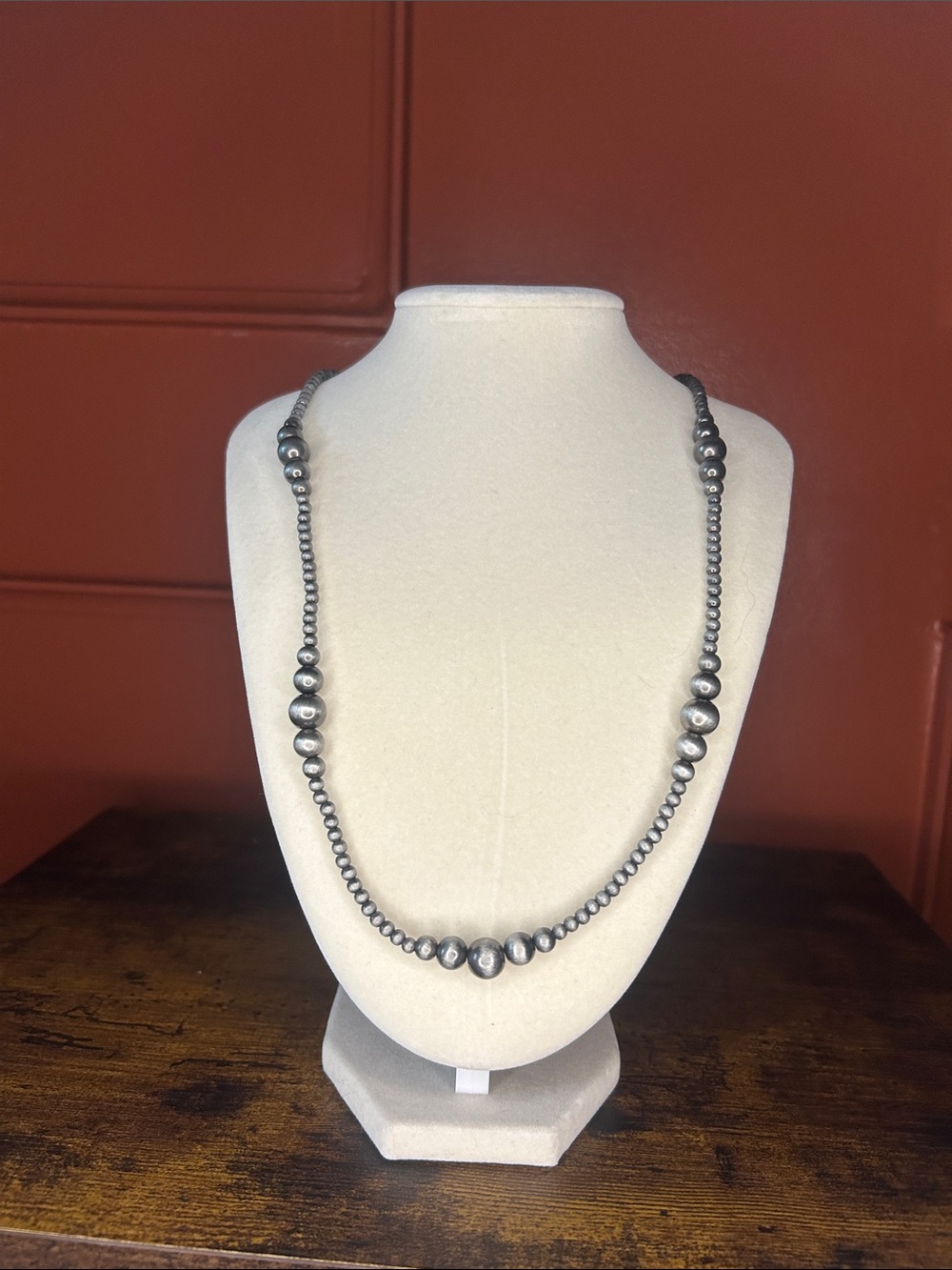 Sterling Silver-Tone Beaded Long Necklace - Silver